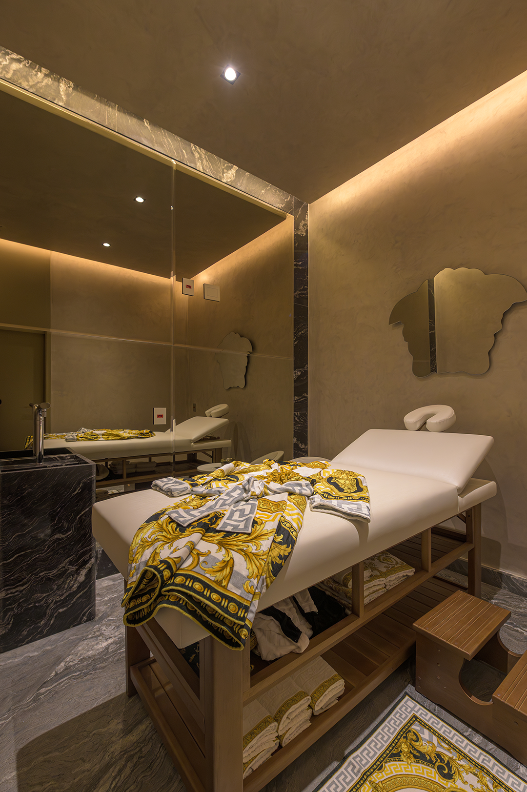 Spa do Villa Versace Moema — espaço de relaxamento e bem-estar com acabamento de alto padrão